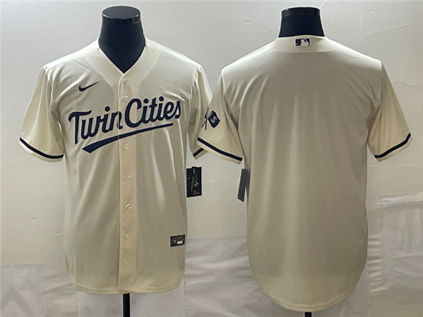 Men's Minnesota Twins Blank Cream Cool Base Stitched Baseball Jersey